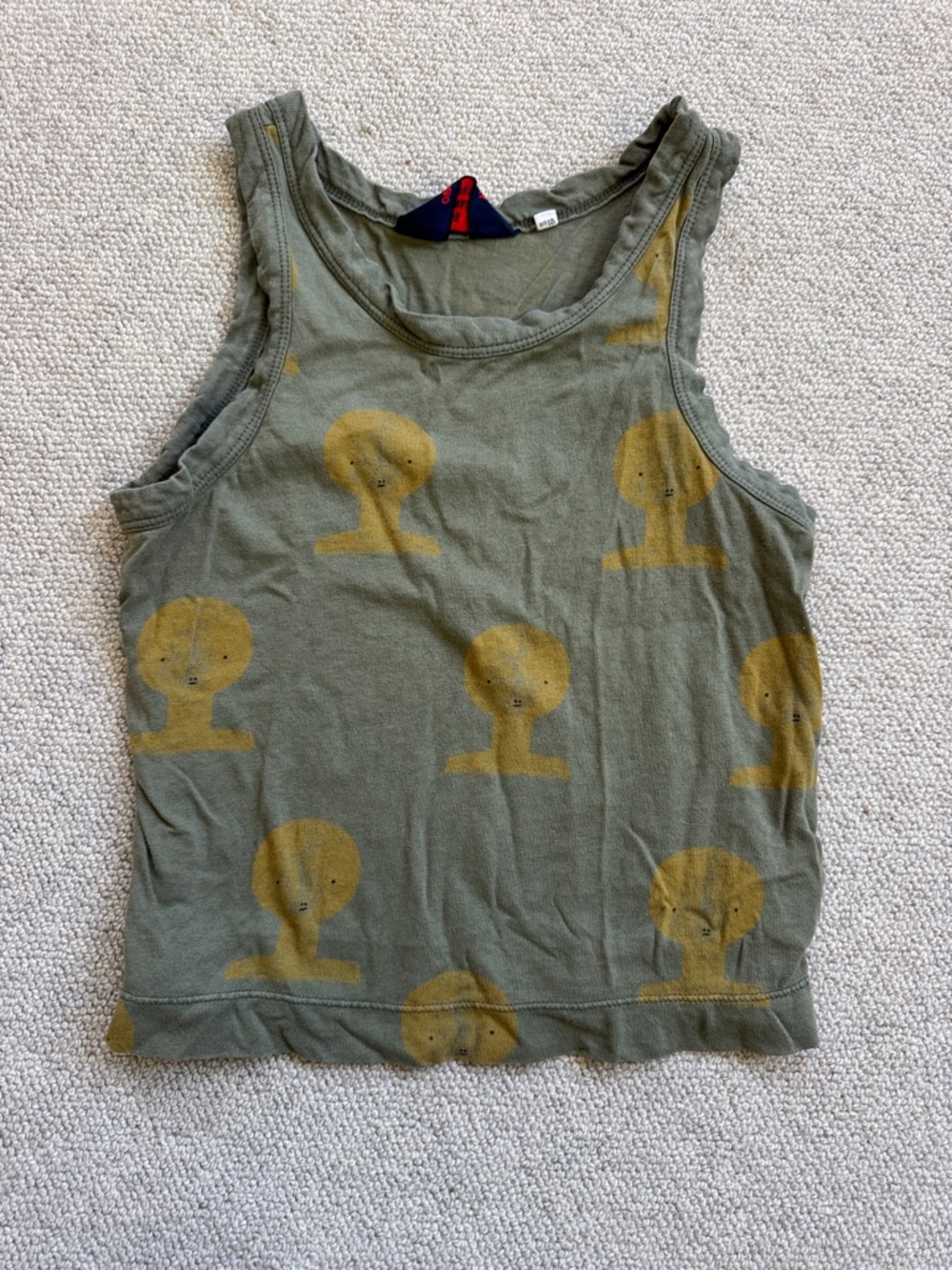 Kids Olive Green Tank Top with Yellow Graphic - Unbranded